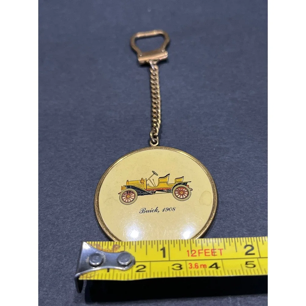 Vintage Antique Car Cufflinks Tie Clip Keychain Set 1908 Buick Automobilia Gold